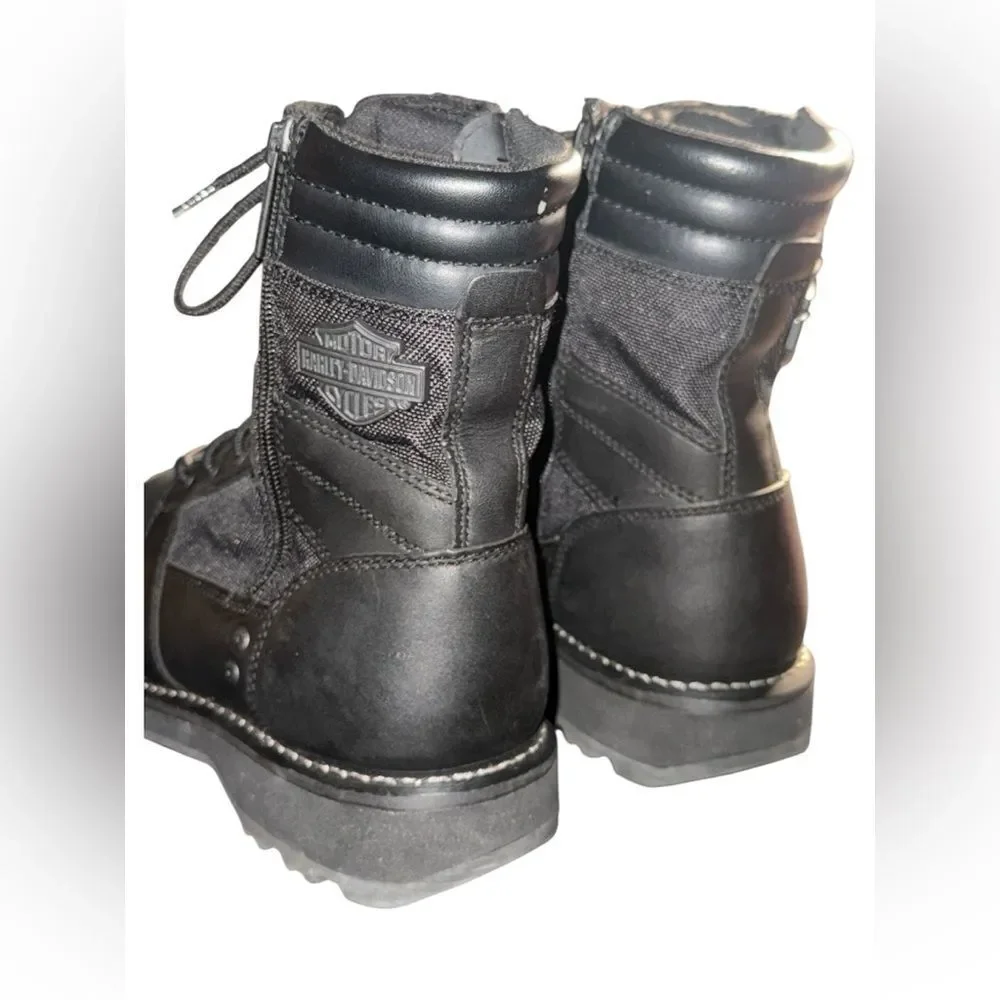 NWOT Harley-Davidson Men's Boxbury Military Zippers Black Men's Lace-Boots 10.5